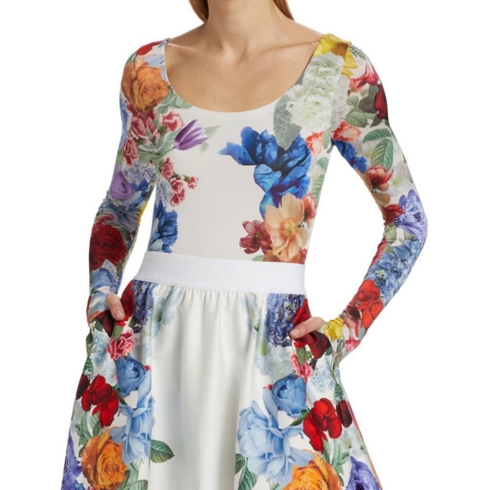 Alice + Olivia Multicolor Floral Long Sleeve Top - Picture 3 of 4